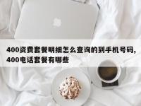 400资费套餐明细怎么查询的到手机号码,400电话套餐有哪些